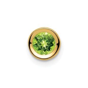 14k Yellow Gold 5mm Peridot August Birthstone Mini Round Bezel Ladies Mini Charm